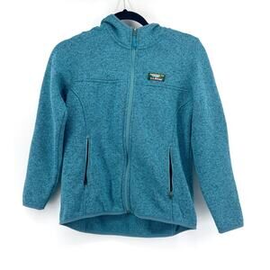 L.L. Bean Sweater Fleece Full-Zip Hoodie Sz XS Petite Blue Heather Jacket Winter